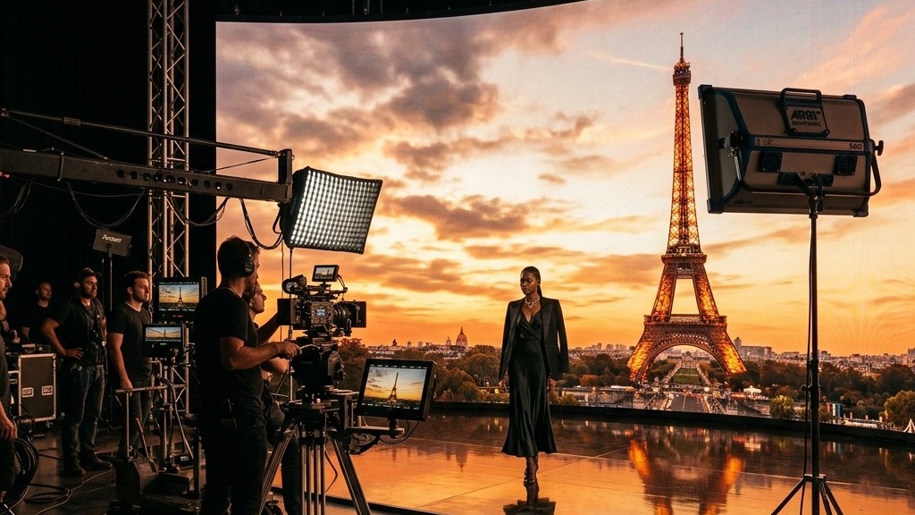 LED Volume — Fashion shoot Paris backdrop